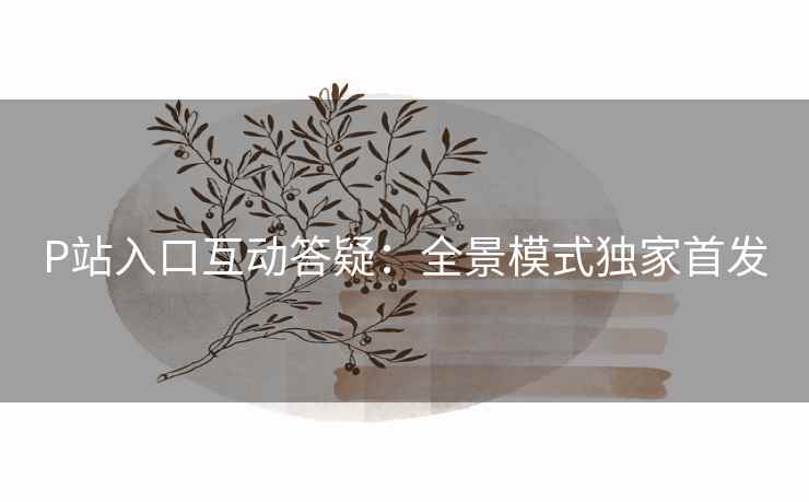 P站入口互动答疑：全景模式独家首发