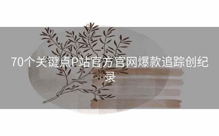 70个关键点P站官方官网爆款追踪创纪录